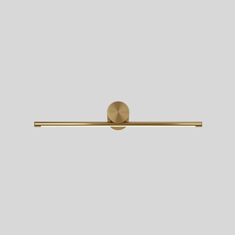 1-Light Linear Shade Wall Sconce Post-Modern Style Mirror Wall Lighting in Brass