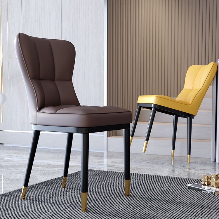 Chaise d'appoint scandinave à dossier solide, chaise de salle à manger rembourrée en métal