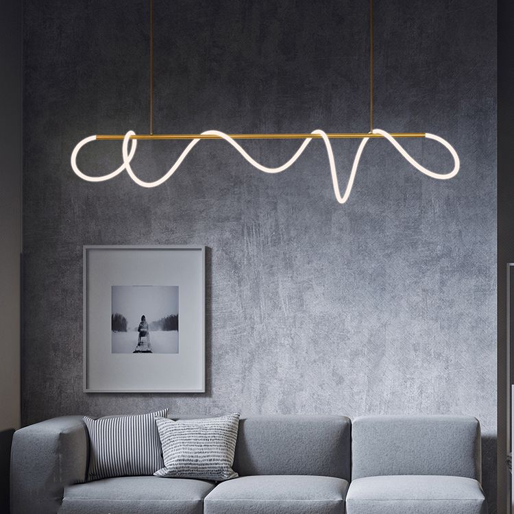 Modern Style Linear Hanging Pendant Light Silica Gel 1 Light Pendant Light Fixture
