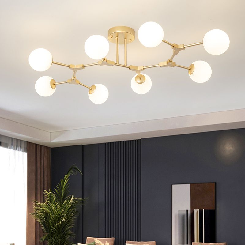 Glass Starburst Ceiling Mount Light Fixture Simplicity Style Gold Ceiling Flush Mount