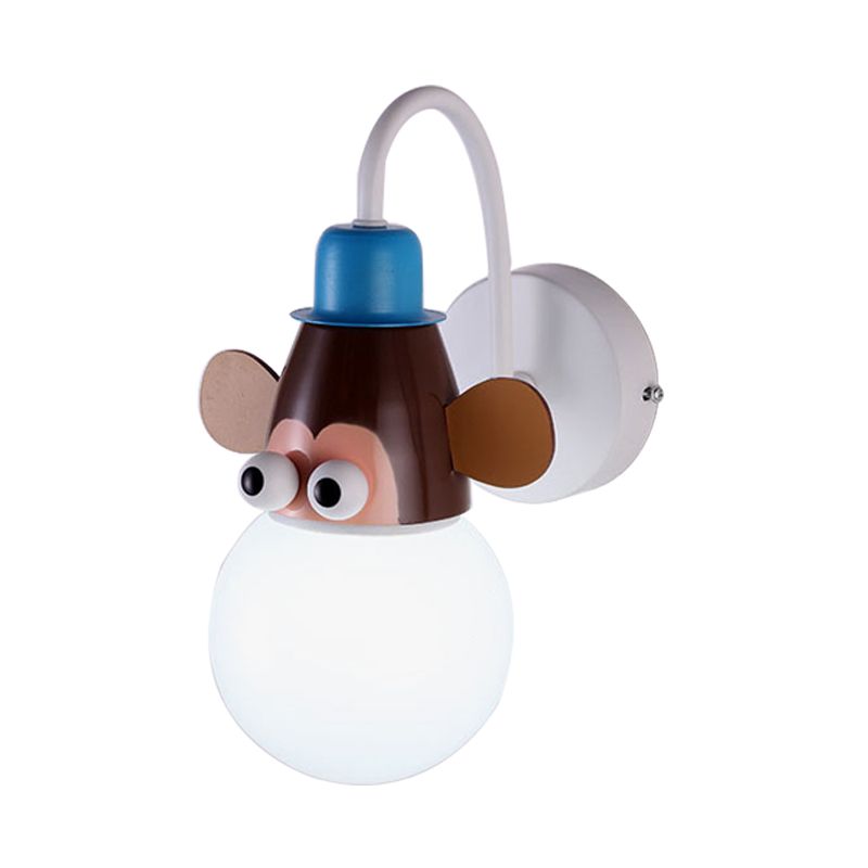 Metalen dieren gezicht muur licht 1 kop cartoon wand sconce voor kinderslaapkamer badkamer badkamer