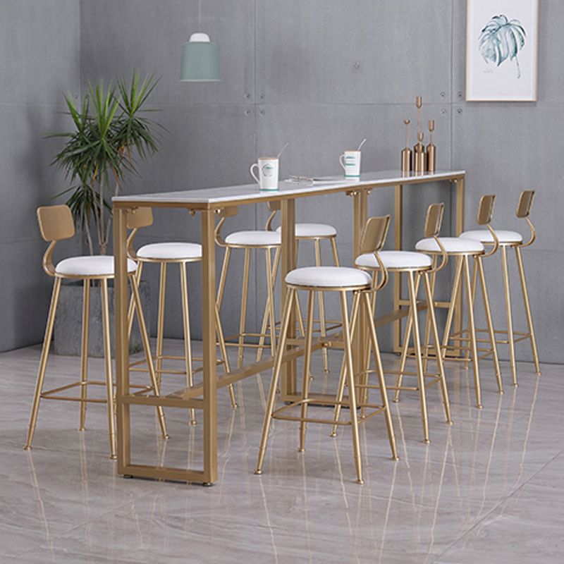 Glam Indoor 1/2/3/4/9 Pub Dining Set Pieces Rectangle White Marble Bistro Set