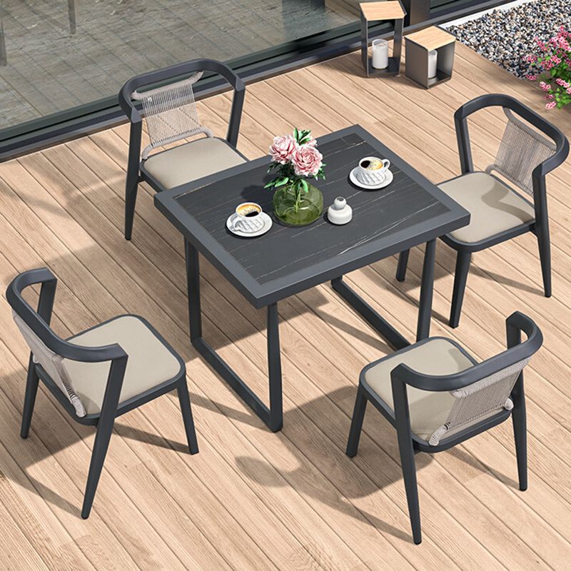 Tropical Rattan Gray Armed Chairs with Arm Patio Dining Chair