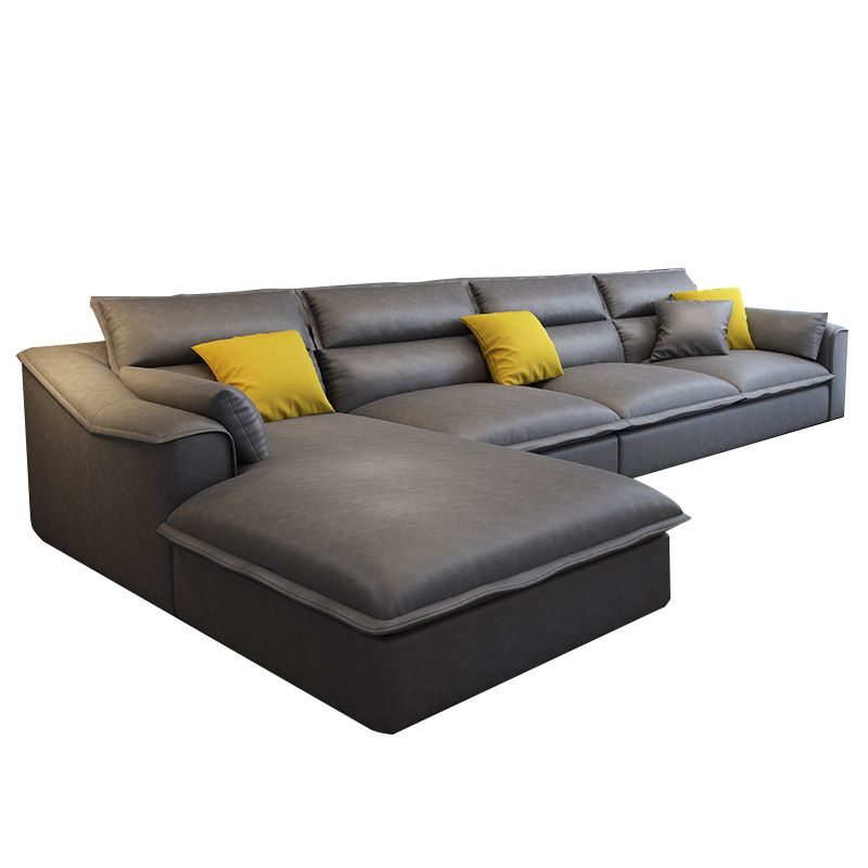 129.92" L Sectional with 4 Pillows Back and Sloped Arms for Living Room