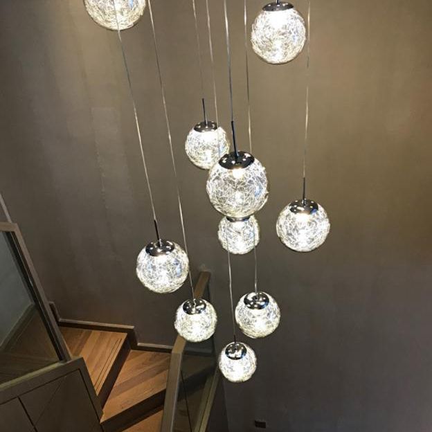 Ball Glass Suspension Lamp Modern Simplicity Multi Pendant Ceiling Light for Stairwell