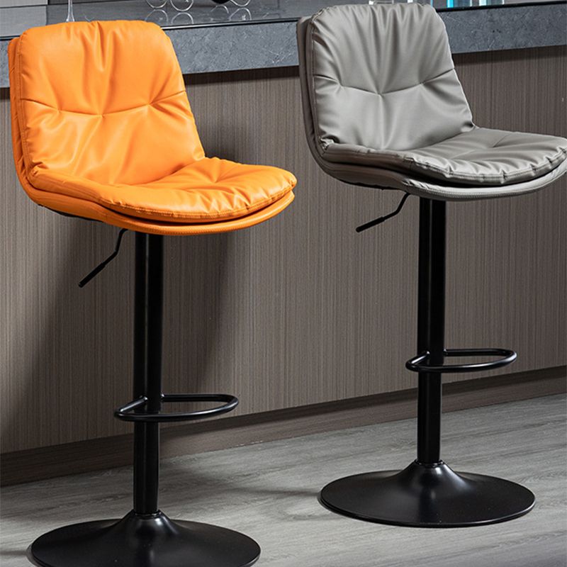 Modern Armless Rotatable Counter Stool Metal Cafe Bar Stool with Cushion and Pedal