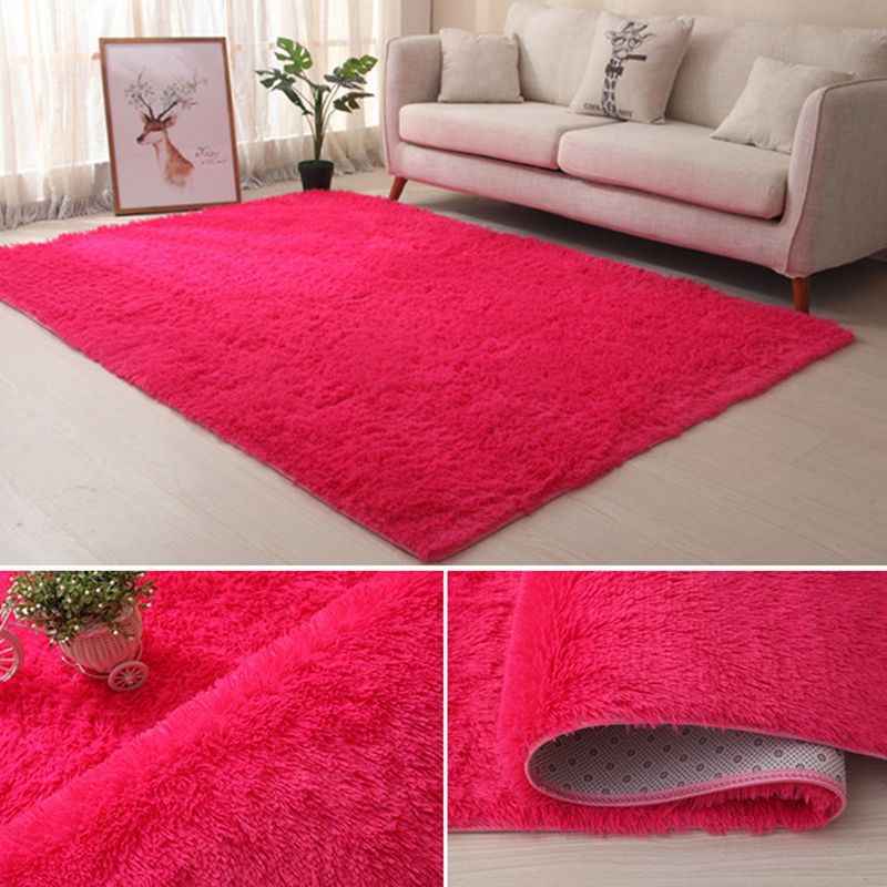 White Modern Carpet Polyester Solid Color Carpet Non-Slip Backing Carpet for Living Room