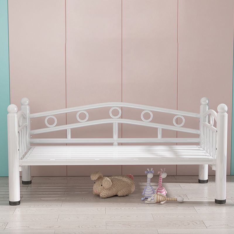 Contemporary Bed with Detachable Guardrails Metal Daybed in White