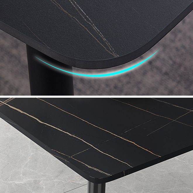 Industrial Kitchen Sintered Stone Top Dining Table Rectangle Dining Table with 4 Legs Base