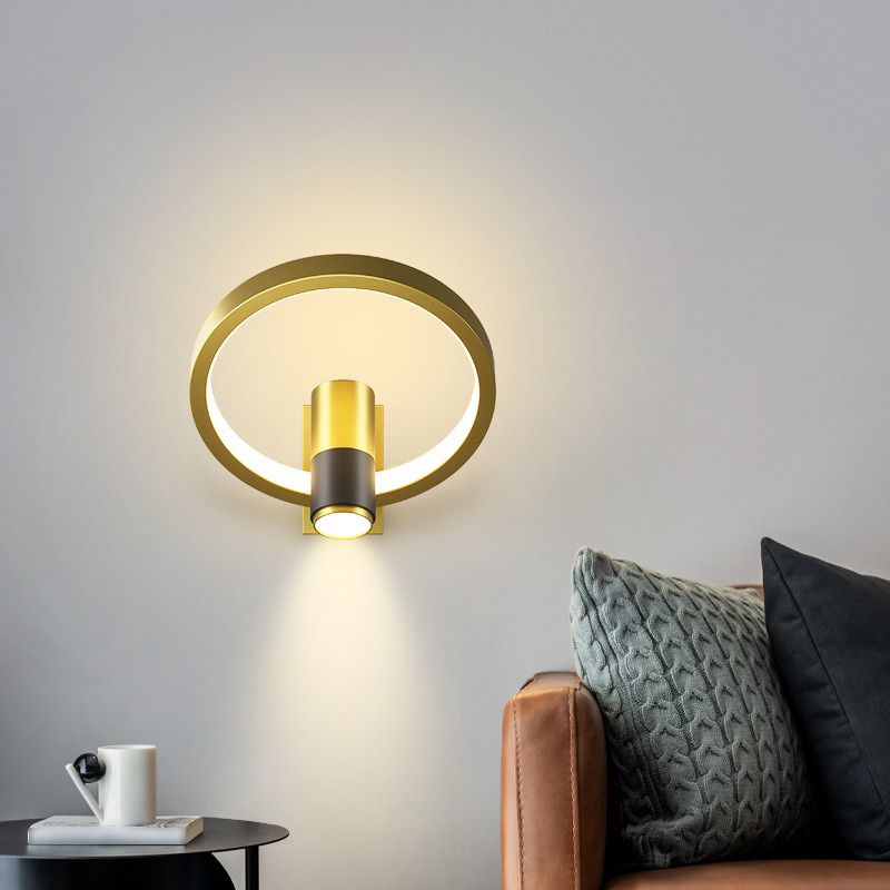 Light Luxury Metal Wall Light Geometry LED Wall Lamp with Silica Gel Shade for Bedroom