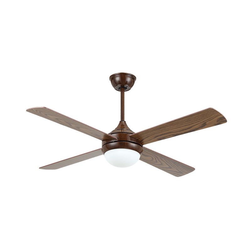 Brown LED Semi Flushmount Traditional Metallic Onion 4 Bois Breades Ventilateur de plafond pour le salon, 45 "de large