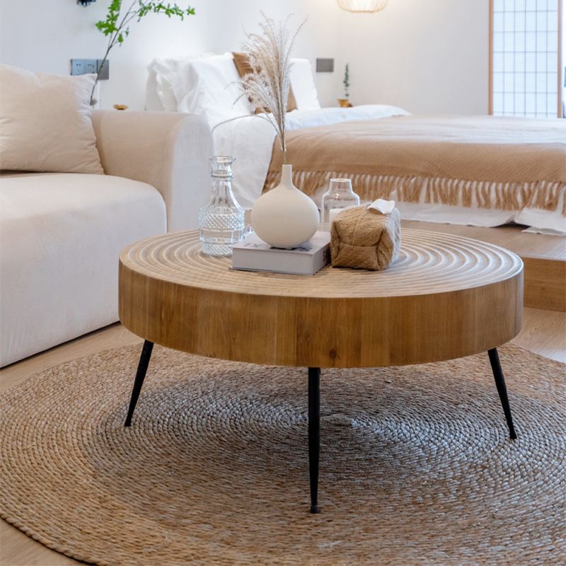 3 Legs Round Natural Finish Coffee Table Rustic Wooden Coffee Table