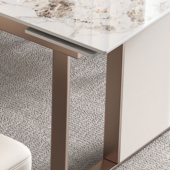 Mesa de comedor de piedra sinterizada de lujo Mesa rectángulo extensible con base de pedestal doble