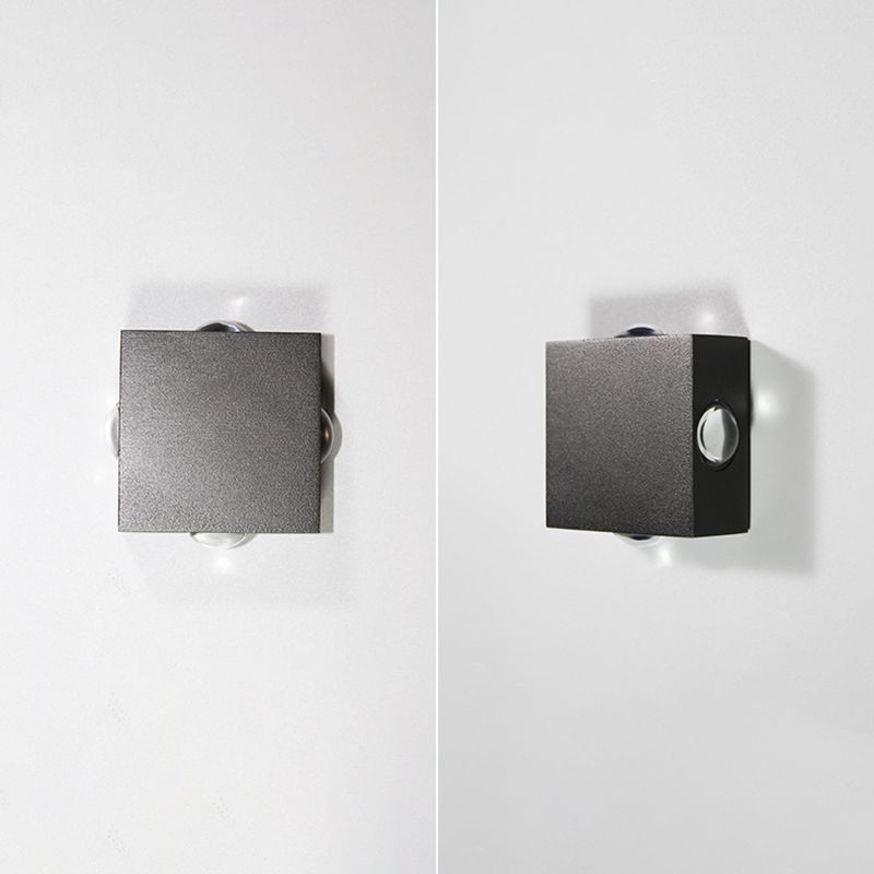 Black Geometric LED Wall Lamp in Modern Concise Style Aluminium Wall Sconce with Glass Shade