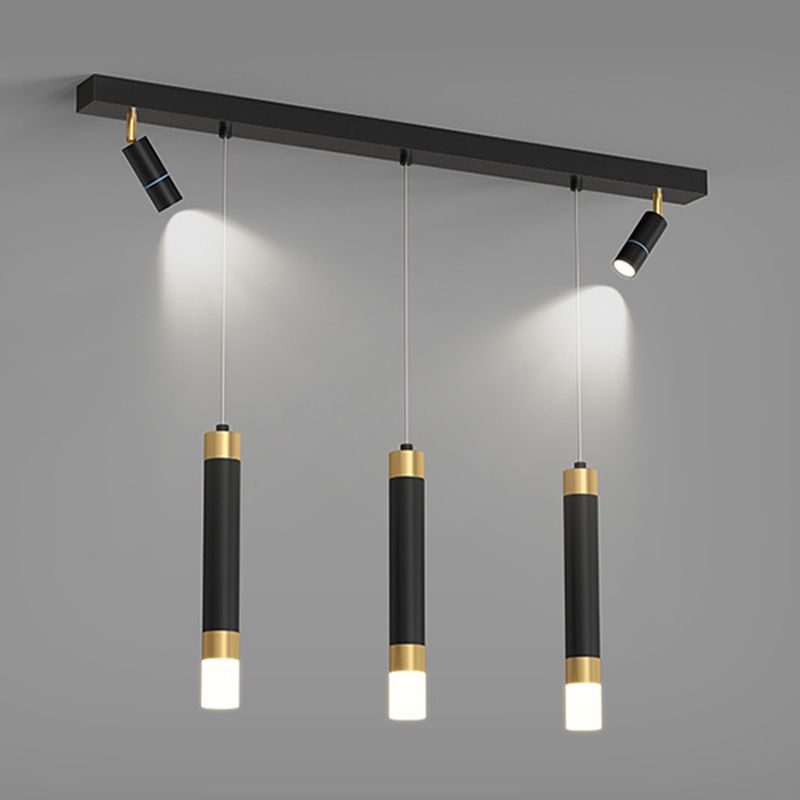 Metal Linear Hanging Lamps Simplicity Pendant Light Fixture in Black