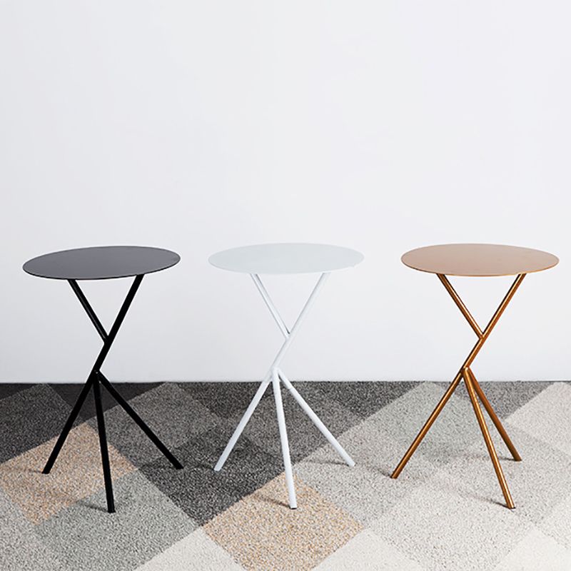 Mid-Century Round Side End Table Metal Cross Legs End Table, 22.8" Tall
