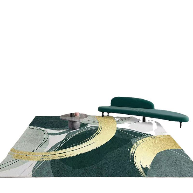 Gorgeous Green Rug Polyester Color Lump Rug Washable Rug for Living Room