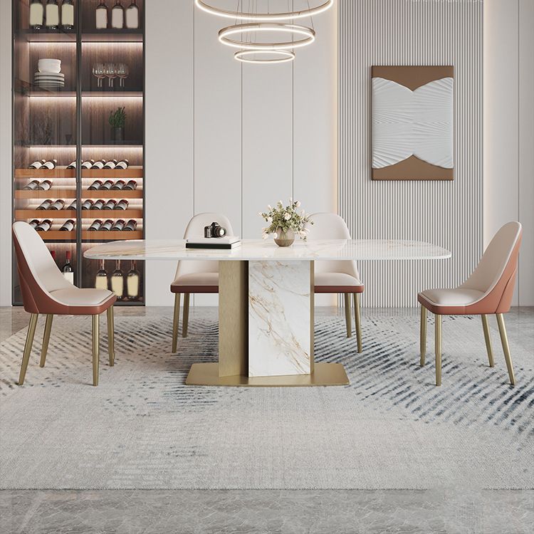 Luxurious Sintered Stone Top Dining Set Rectangle 1/4/5/7 Pieces Dinette Table Set