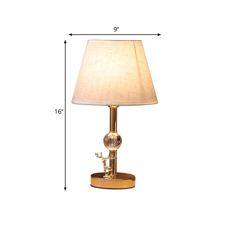 Mesa nocturna de dormitorio de barril Lámpara de tela de luz de luz de luz de luz con bola de cristal y deco de ciervos