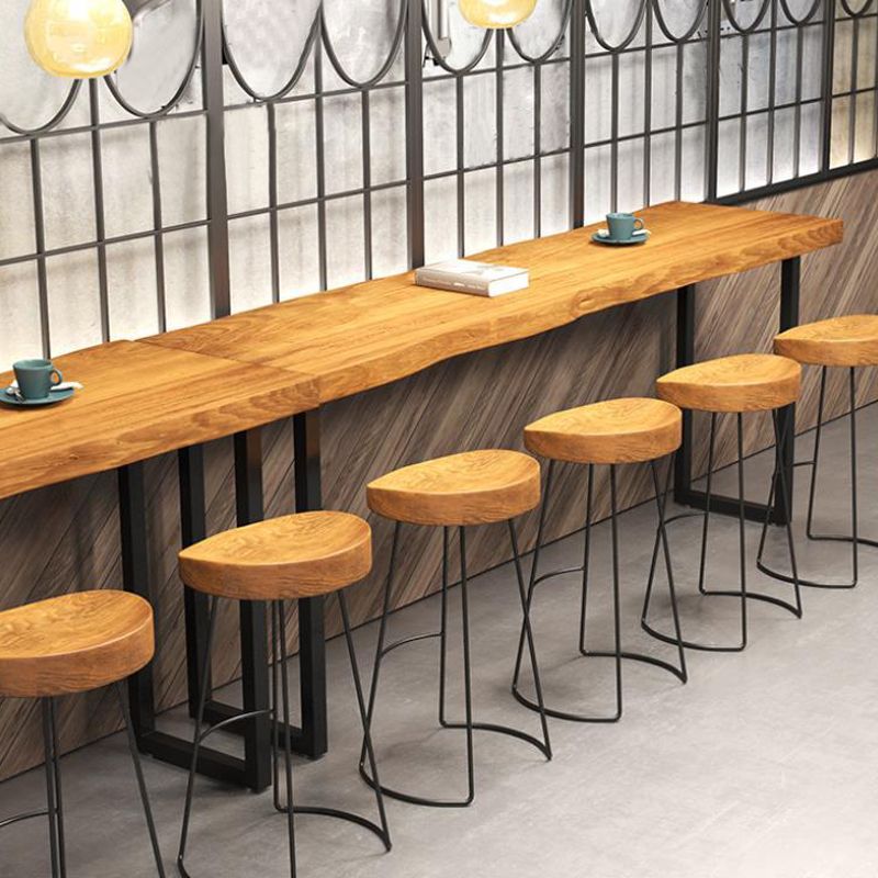 Industrial Rectangle Bar Table Set 1/5 Pieces Natural Colour Wood Counter Table