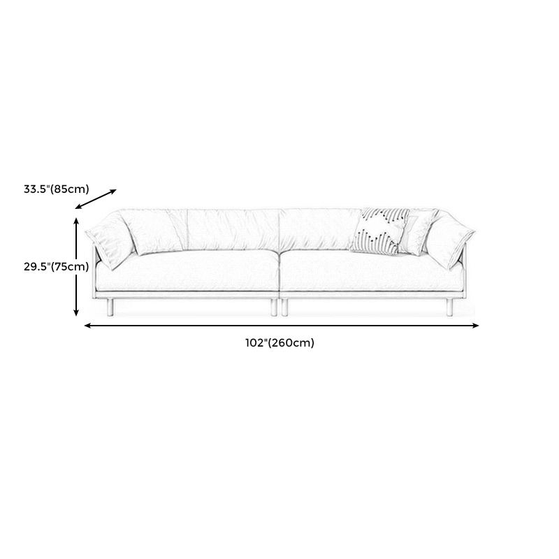 Scandinavian Tuxedo Arm Settee Cotton Blend Standard Sofa with Wooden Legs