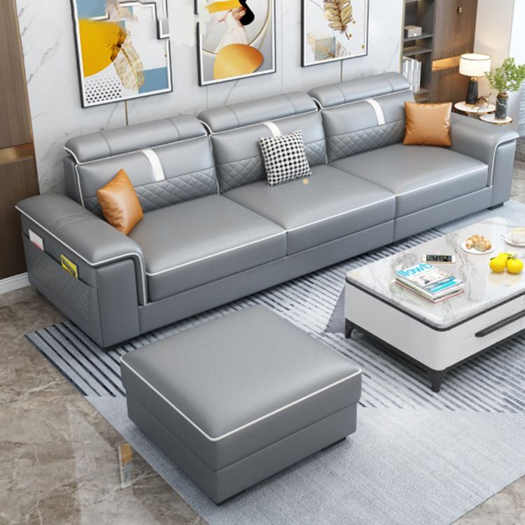 Pillow Top Arm Sofa 35.43" High Faux Leather Sofa Stain Resistant