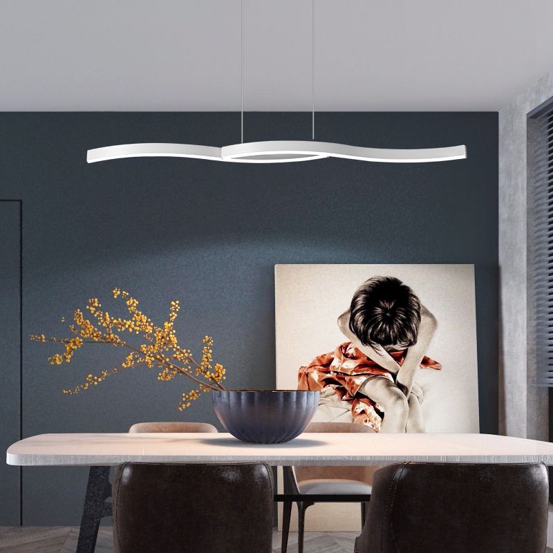 Wavy Metallic Island Lighting Modernist LED Hanging Light Fixture for Dining Room