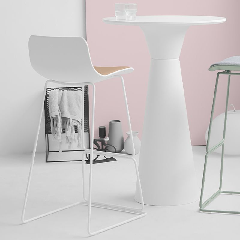 Industrial Indoor Armless Stool Plastic Bar Stool with Upholstered