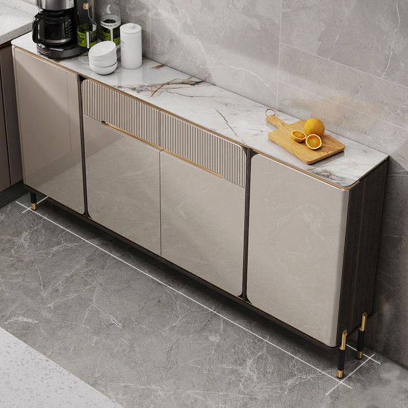 Glam Style Credenza Stone Buffet Credenza with Cabinets and Drawers