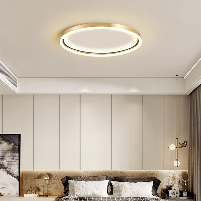 Aluminum Ring Ceiling Flush Mount Light Simplicity Golden LED Flush Mounted Lamp for Bedroom