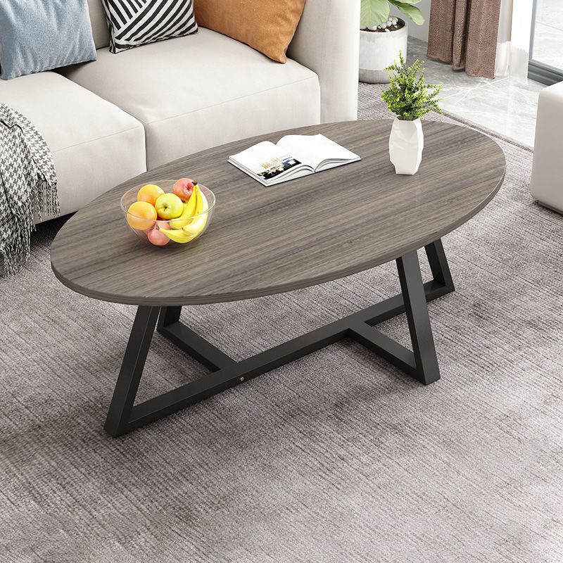 Glass Open Shelf Cocktail Table Oval Minimalist Modern Coffee Table