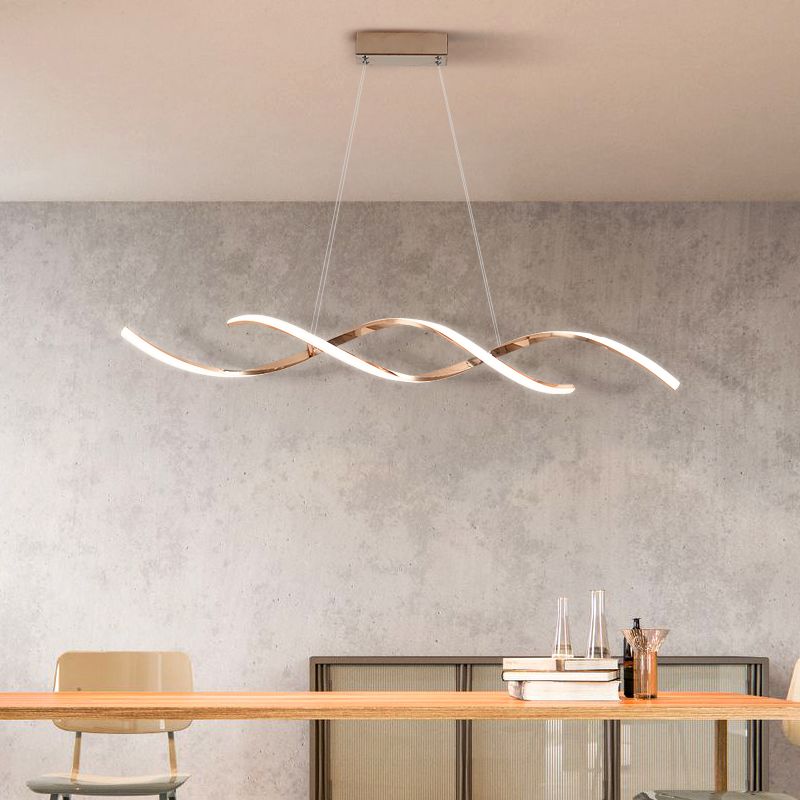 Minimalism Hanging Light Spiral LED Island Light Fixture for Dining Room