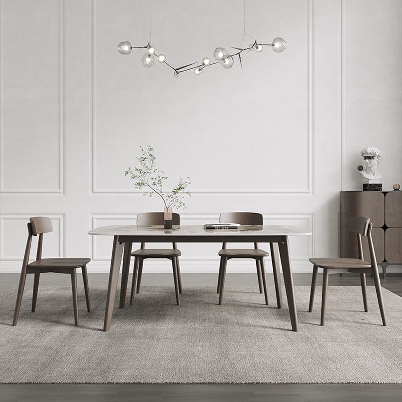 Retro Modern Rectangle Dining Site Table Stone Top 4-foot Oak Solid Wood Table