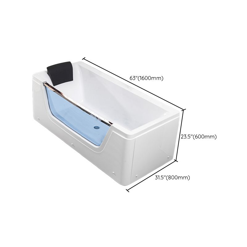 Stand Alone White Bathtub Acrylic Rectangular Modern Center Bath