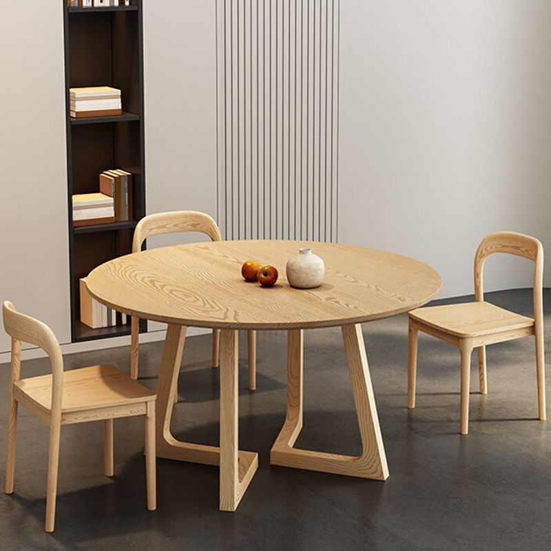 Modern Style Dinette Set 1/2/3/4/5 Pcs Round Solid Wood Dinette Table with Chair