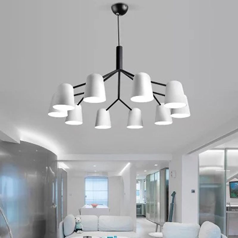 Nordic Simplicity Style Chandelier Light with Down Lighting Cylindrical Shade Living Room Lighting Fixture