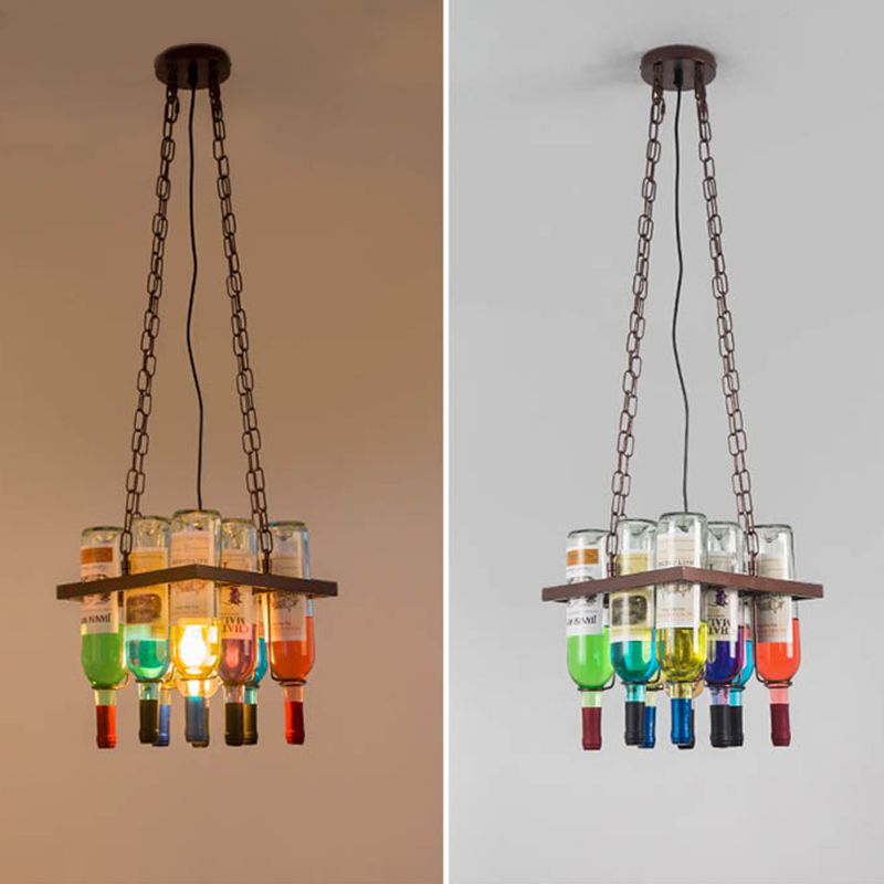 Muti-Color Ceiling Chandelier Pendant Industrial Metal Bottles Pendant Ceiling Fixture Lamp