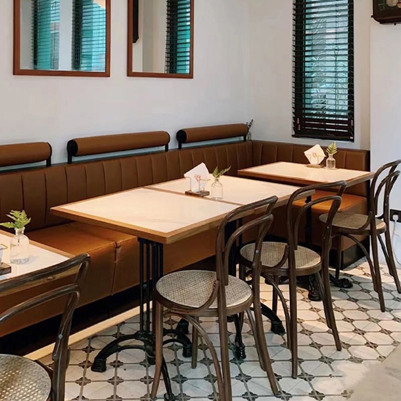 Industrial Kitchen Dining Table Solid Wood Table with Black Metal Pedestal Base