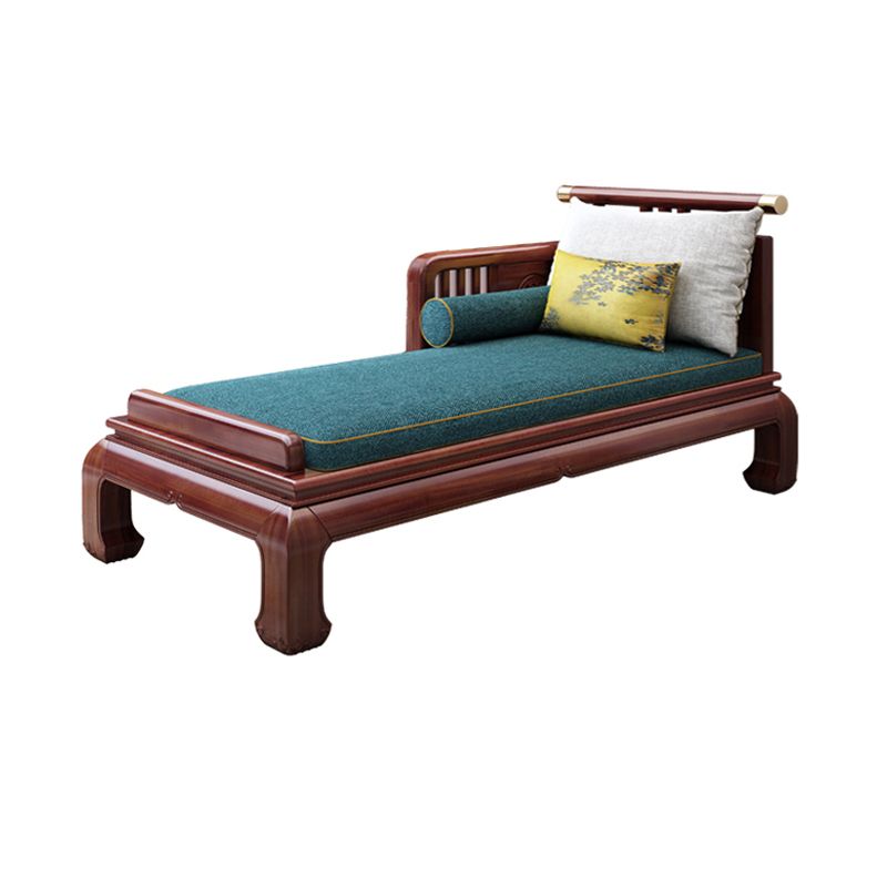 Traditional with Arms Wooden Chaise with Pillow Round Arms for Living Room
