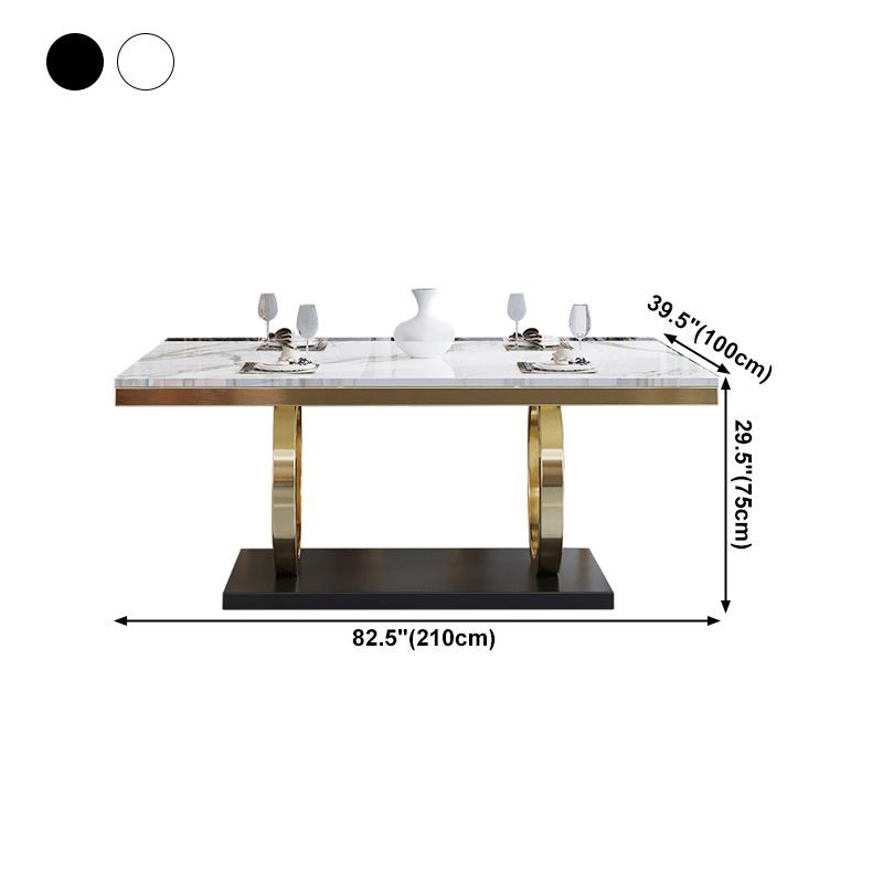 Rechteck traditioneller Luxus Esstisch Gold Trestle Basistisch für Esszimmer