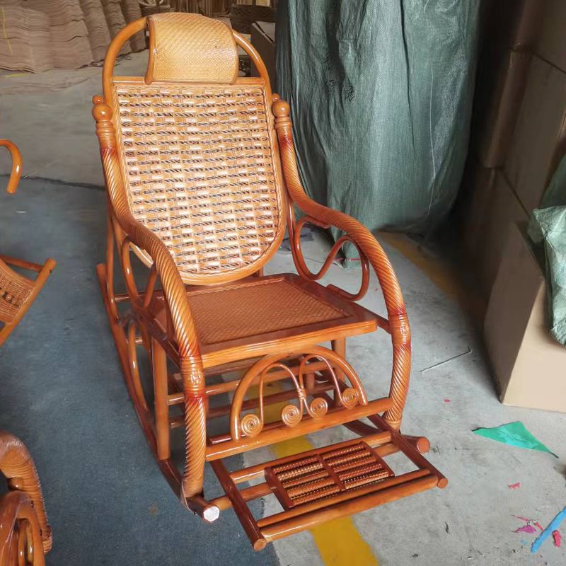 Spindle Antique Rocking Chair Wicker Rocker Chair 24" x 44.5" x  37.8" for Living Room