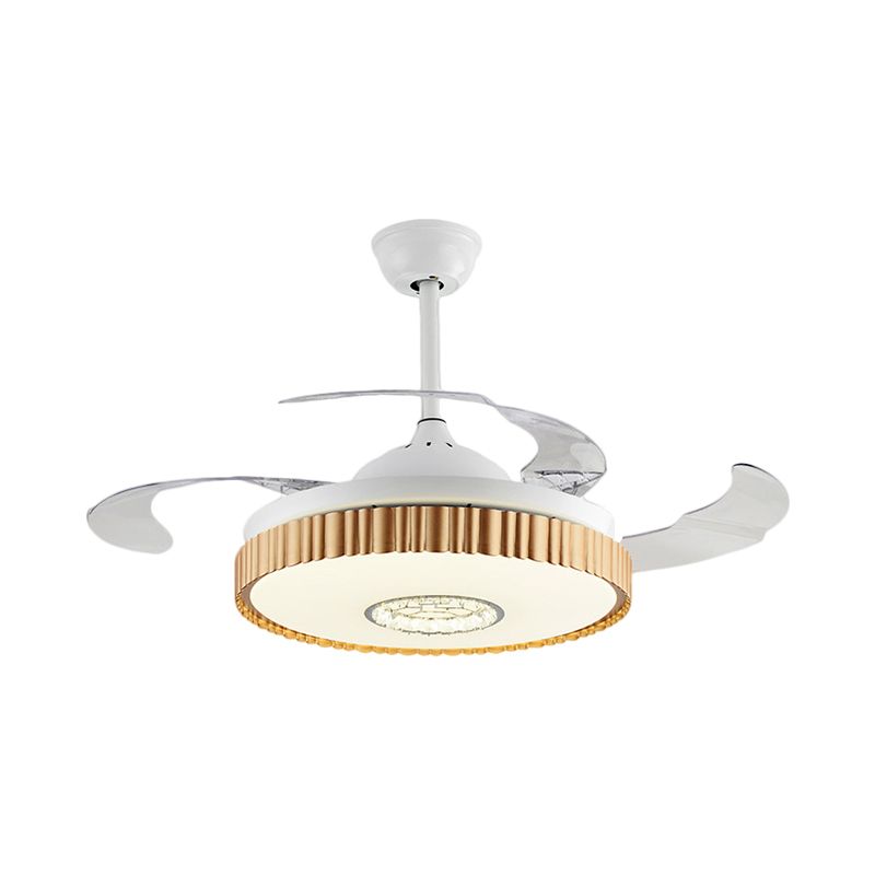 Braun/weiß/goldener runder halb flush nordischer Stil 42,5 "W LED Acrylhänge -Lüfterbeleuchtung mit 4 Klingen