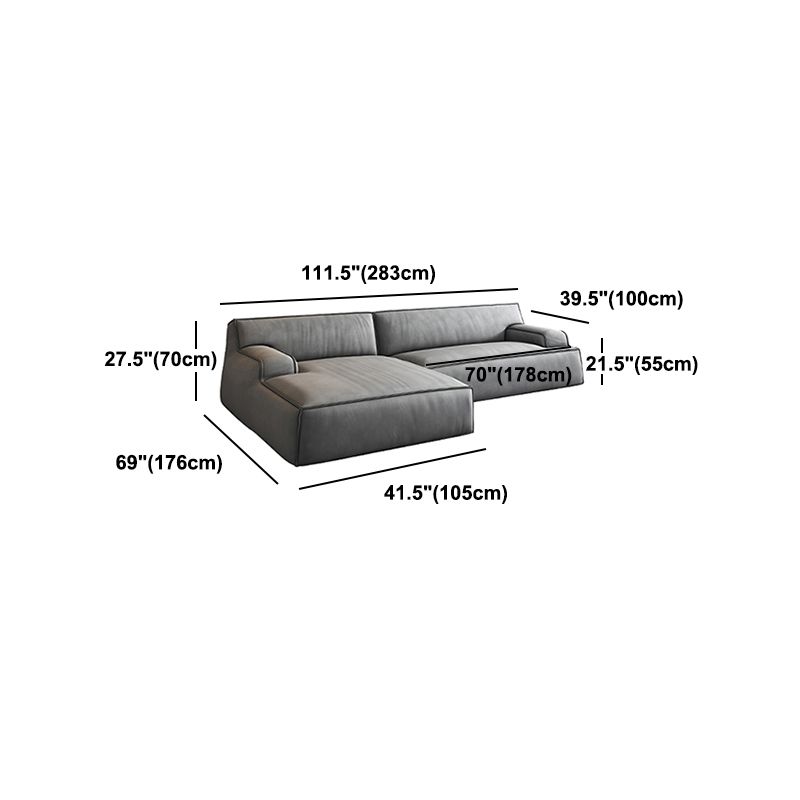 Recessed Arm Modular/Stationary Furniture Sectionals in Grey
