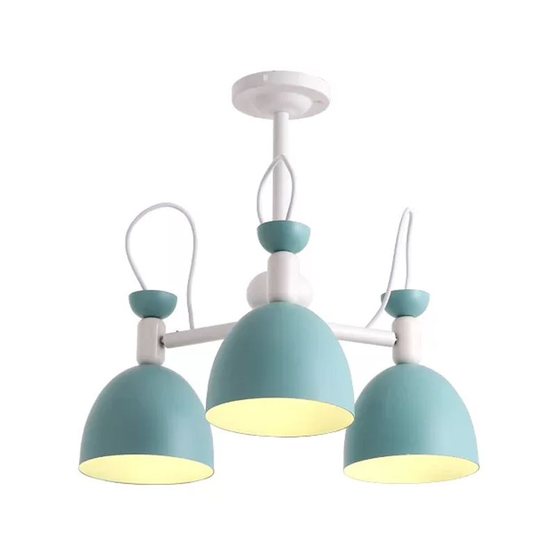 Omgekeerde beker dinette kroonluchter ijzer 3/6 kops macaron plafond suspensielamp in blauw en wit