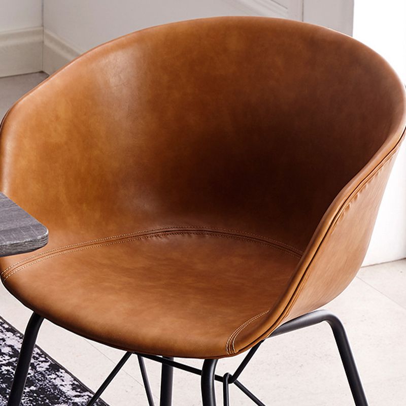 Modern Arm Chair Leather Indoor Dining Chair with Metal Frame