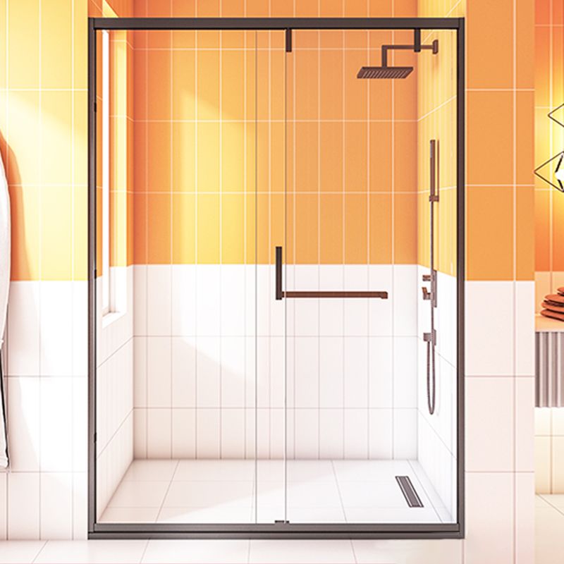 Narrow Edge Semi Frameless Shower Door Tempered Glass Single Sliding Shower Door