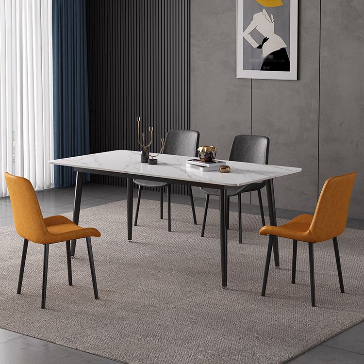 Mesa de comedor de piedra sinterizada Estilo industrial 4 patas Mesa base de rectángulo para comedor