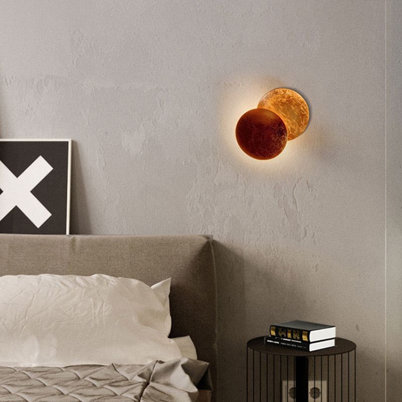 Modern Minimalist Style Circular Wall Sconce Lighting Copper Wall Light for Bedroom