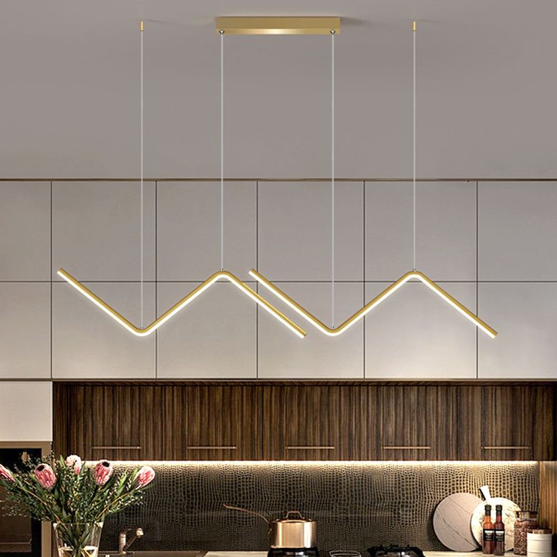 Zigzag Pendant Lighting Fixture Contemporary Style LED Metal Suspended Lighting Fixture