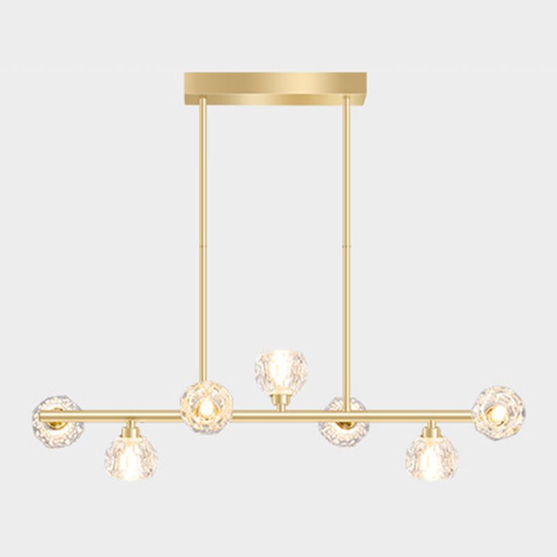 7-Light Modern Golden Kitchen Island Lighting LED Ceiling Light for Bedroom